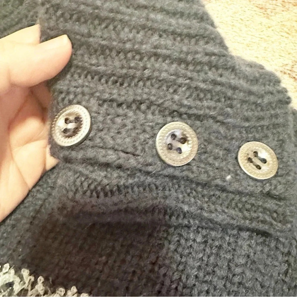 Free People Fairisle Wool Blend Sweater With High Neck Cowl Neck Blue Sz M - Picture 8 of 15